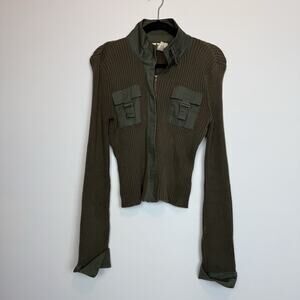 Vintage y2k New Directions utility knit top pockets buckles LG grunge